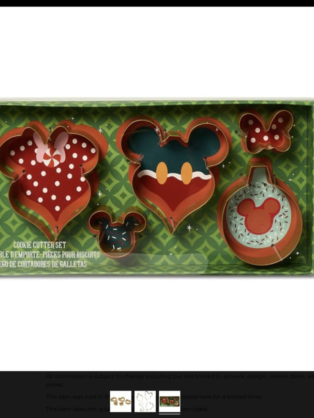 NWT Disney Cookie Cutter Set - Christmas 2023 Mickey and Minnie